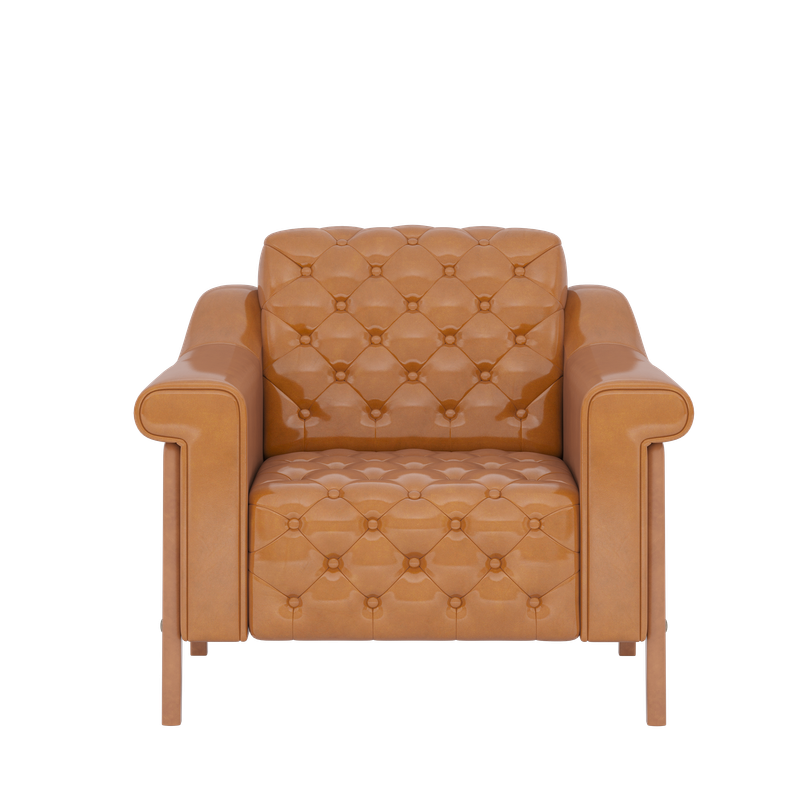 Mid-Century Modern Accent Chair - Tufted Faux Leather Armchair