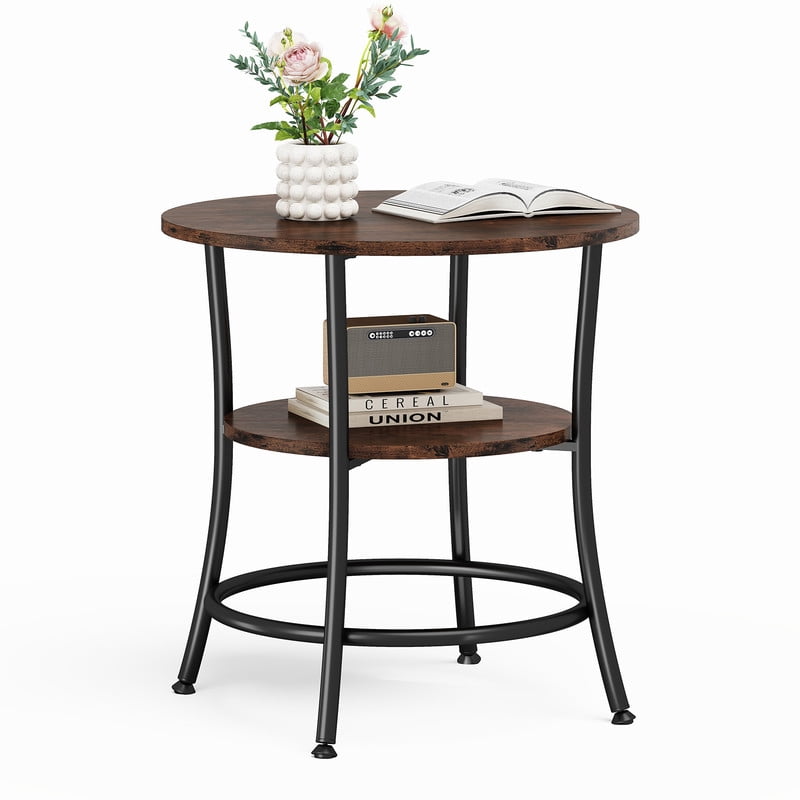 2-Tier Round Side Table - Space-Saving Design for Small Spaces