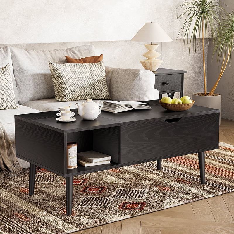 Lift Top Coffee Table with Hidden Compartment & Adjustable Shelf