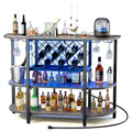 Gianna Gray Bar Cart with Charging Station & LED Lighting