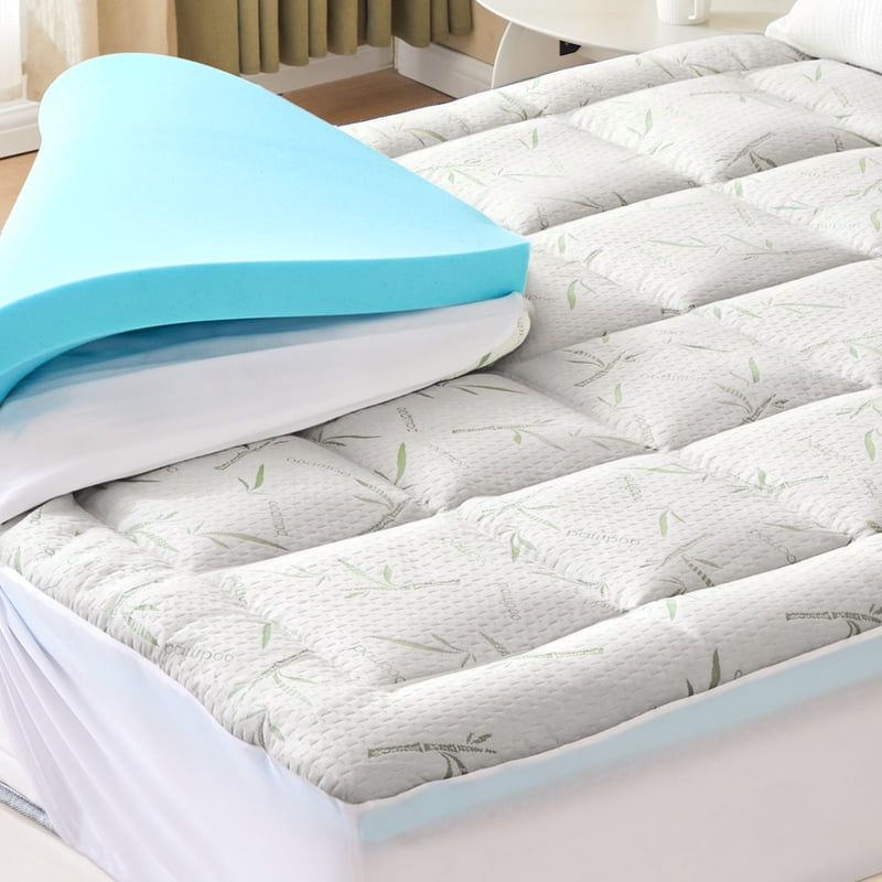 King Size Memory Foam Mattress Topper with Gel & Cooling Pillow Top - Gianna