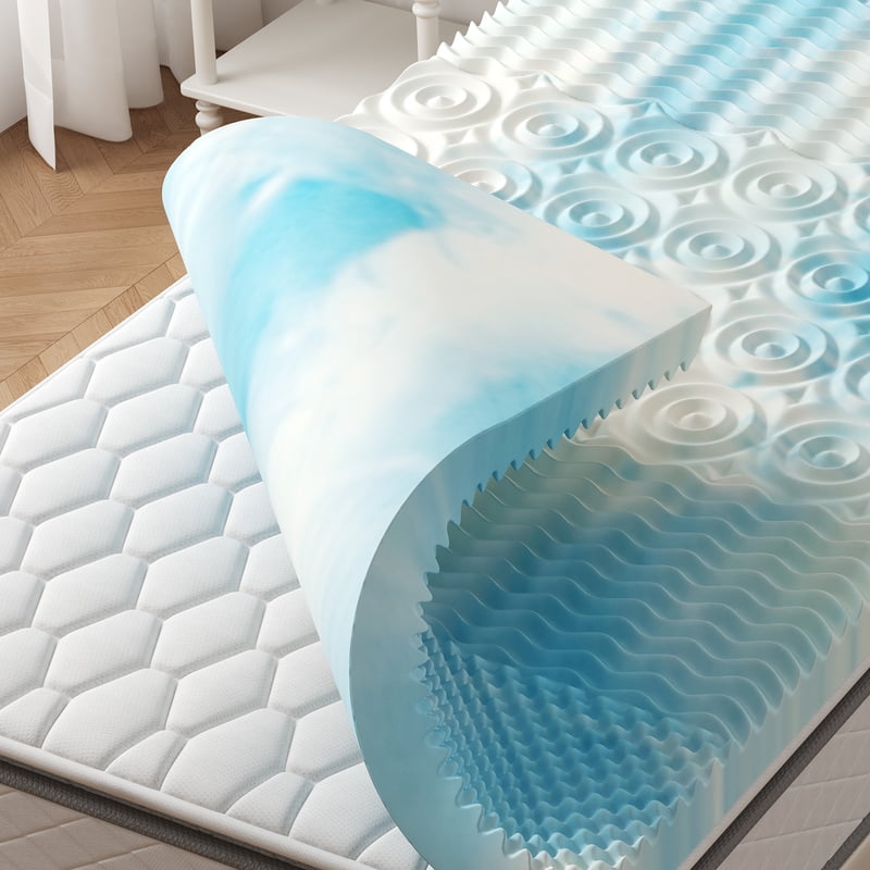 Twin Mattress Topper 2-Inch Cooling Gel Memory Foam with 5-Zone Support