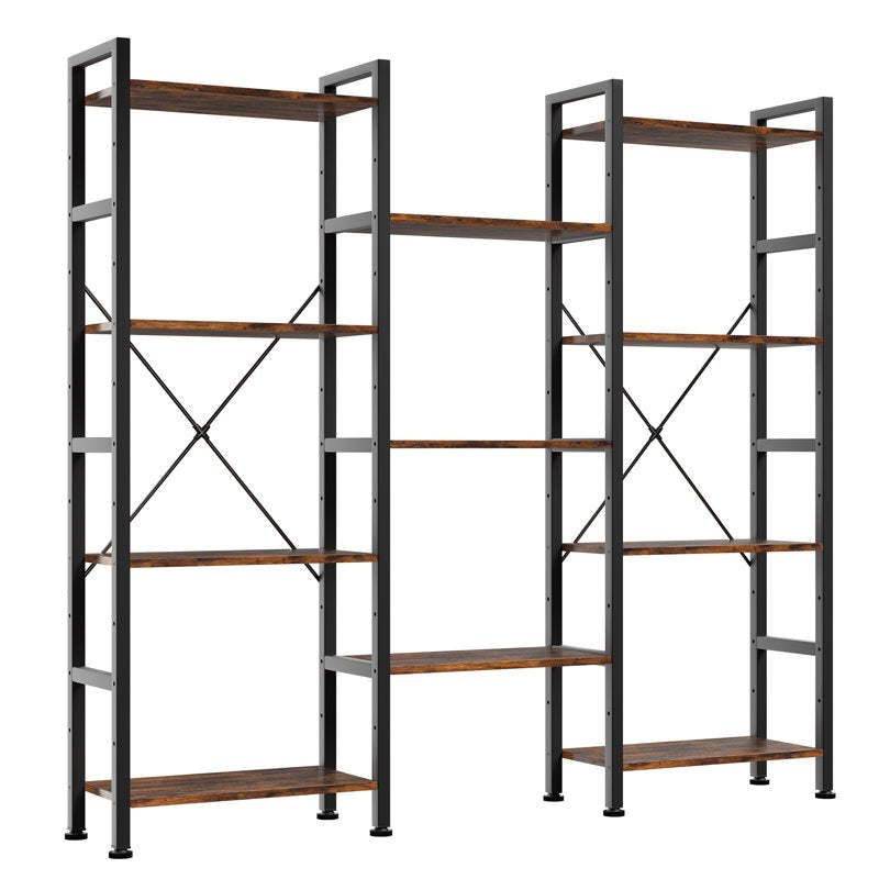 Modular 4-Tier Bookshelf with Adjustable Height - Industrial Design