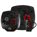 16-Piece Evening Blossom Dinnerware Set - Black Stoneware