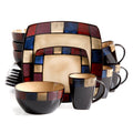 Soho Lounge 16-Piece Soft Square Dinnerware Set - Multicolor