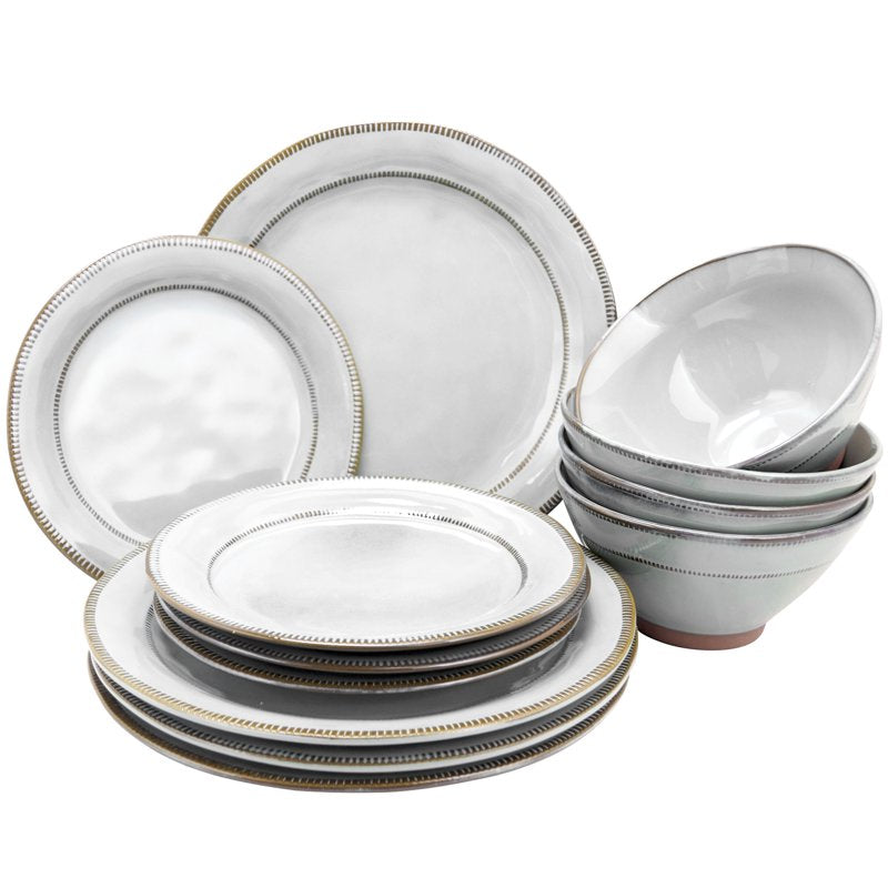 Terracotta Dinnerware Set - 12 Piece Stoneware Service for 4