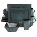 16-Piece Blue Dinnerware Set for 4 - Unique Square Design
