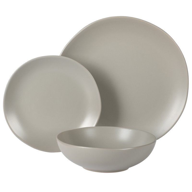 Matte Grey Stoneware Dinnerware Set - 12-Piece