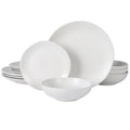 Matte White Stoneware Dinnerware Set - 12-Piece Collection
