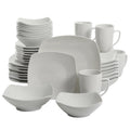 Square White Stoneware Dinnerware Set - 40-Piece