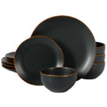 Matte Black Ceramic Dinnerware Set - 12-Piece