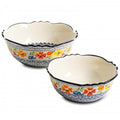 2-Piece Stoneware Bowl Set - Hand-Painted Ceramic, Multicolor