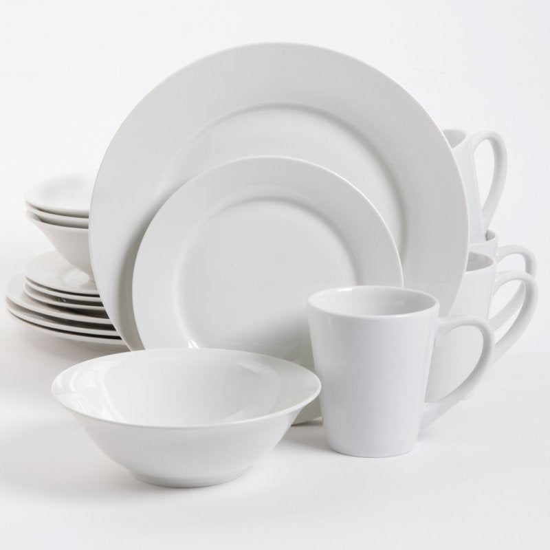 16 Piece Fine Ceramic Dinnerware Set - White