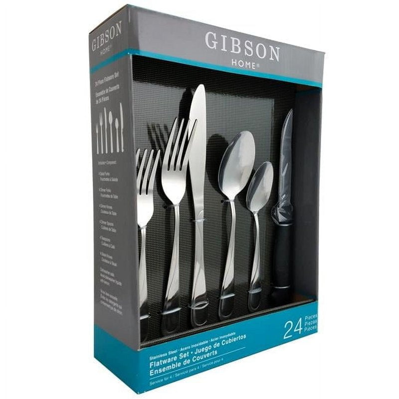 24-Piece Stainless Steel Flatware Set with 4 Steak Knives