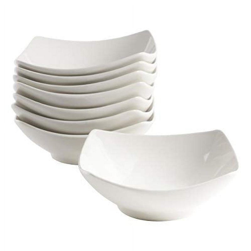 8-Piece White Bowl Set - Durable AB-Grade Porcelain