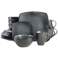Square 16-Piece Dinnerware Set - Carbon Gray