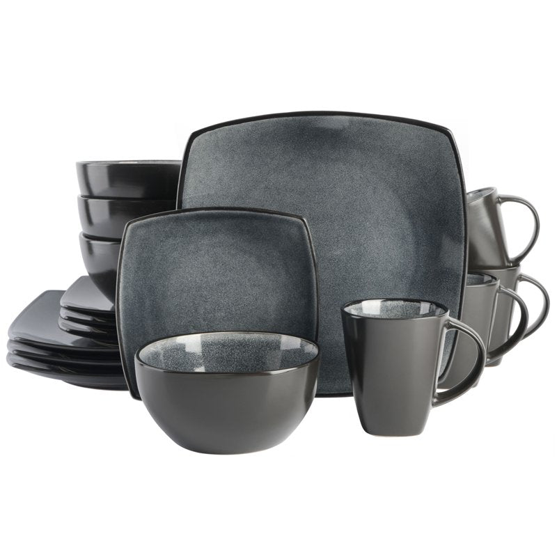 Square 16-Piece Dinnerware Set - Carbon Gray