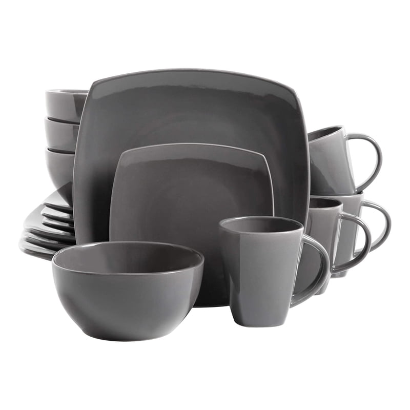 16-Piece Square Dinnerware Set - Gray Stoneware