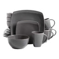 16-Piece Square Dinnerware Set - Gray Stoneware