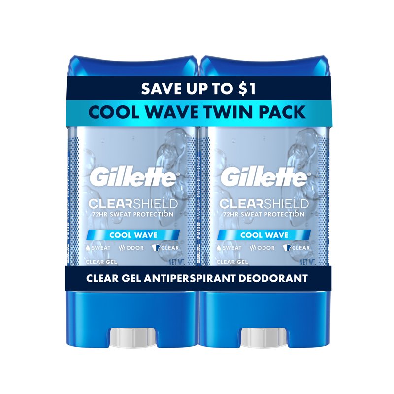 Clear Gel Antiperspirant Deodorant for Men, 72-Hour Protection, Twin Pack