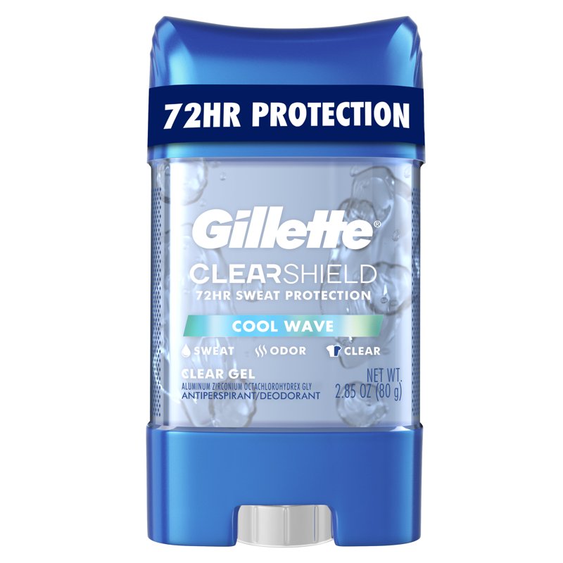 Clear Gel Antiperspirant and Deodorant for Men, Cool Wave, 2.85 oz