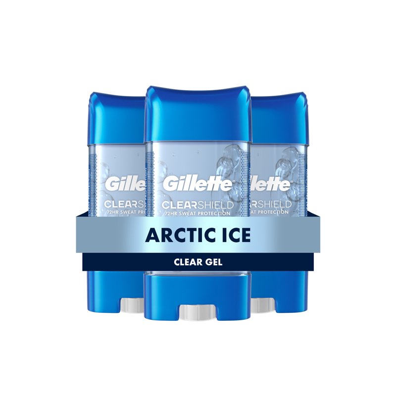 Clear Gel Antiperspirant and Deodorant for Men - Arctic Ice Scent, Triple Pack