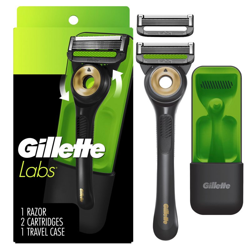 Exfoliating 5-Blade Razor Set with Travel Case, Handle, and 2 Refills