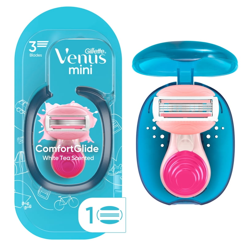 Mini Travel Razor for Women with White Tea Blade Refill and Travel Case