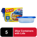 25 oz Food Storage Containers - Medium Square - 5 Pack