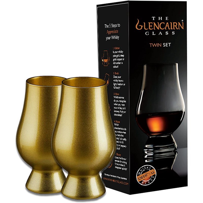 Blind Tasting Crystal Whiskey Glasses - Set of 2 Gold