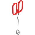 Kitchen Loop Tongs 10" - Chrome Silver and Red