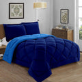 All Seasons Reversible 3-Piece Comforter Set with Pillow Shams - Full/Queen Navy Aqua