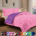 King Reversible Down Alternative Comforter Set - Pink & Purple Microfiber Bedding