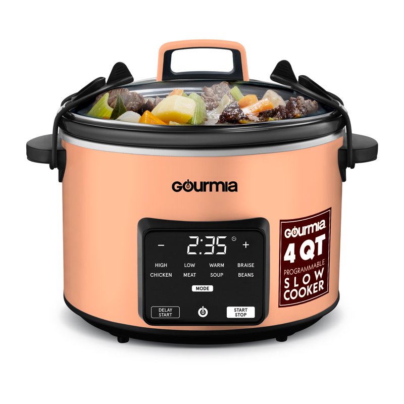 Programmable Slow Cooker 4.5 QT with 5 Presets - Peach