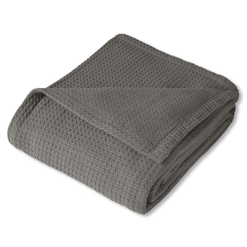 King Houndstooth Cotton Blanket - Soft Breathable Bed Cover - Gray