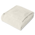 Off-White Cotton Houndstooth Stitch Blanket - Full/Queen
