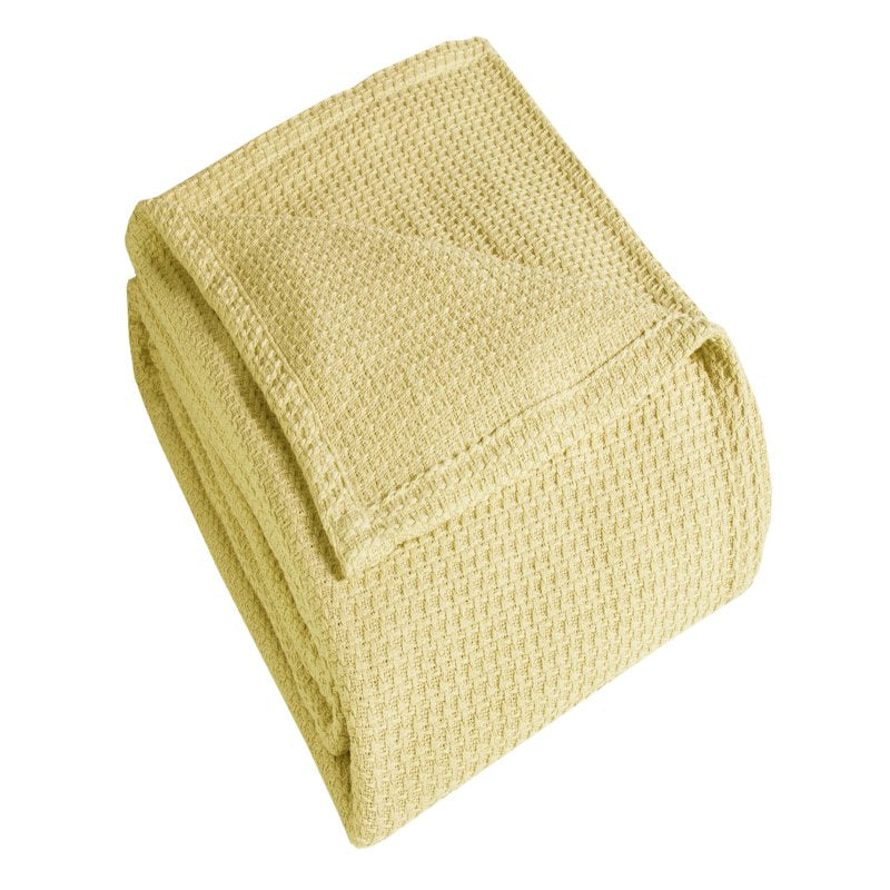 Grand Hotel Woven Cotton Blanket - Full/Queen, Lemon - Soft & Durable