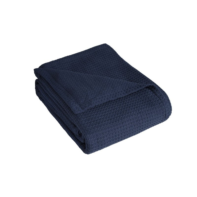 King Navy Cotton Blanket - Woven, Soft, Durable 100% Yarn-Dyed Cotton