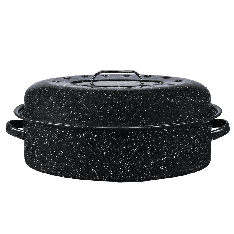 18" Covered Oval Roaster - Non-Stick 15lb Capacity
