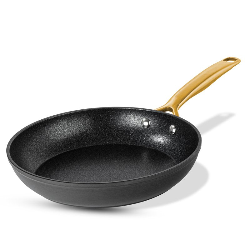Nonstick Frying Pan 10 Inch - Black with Gold Handles