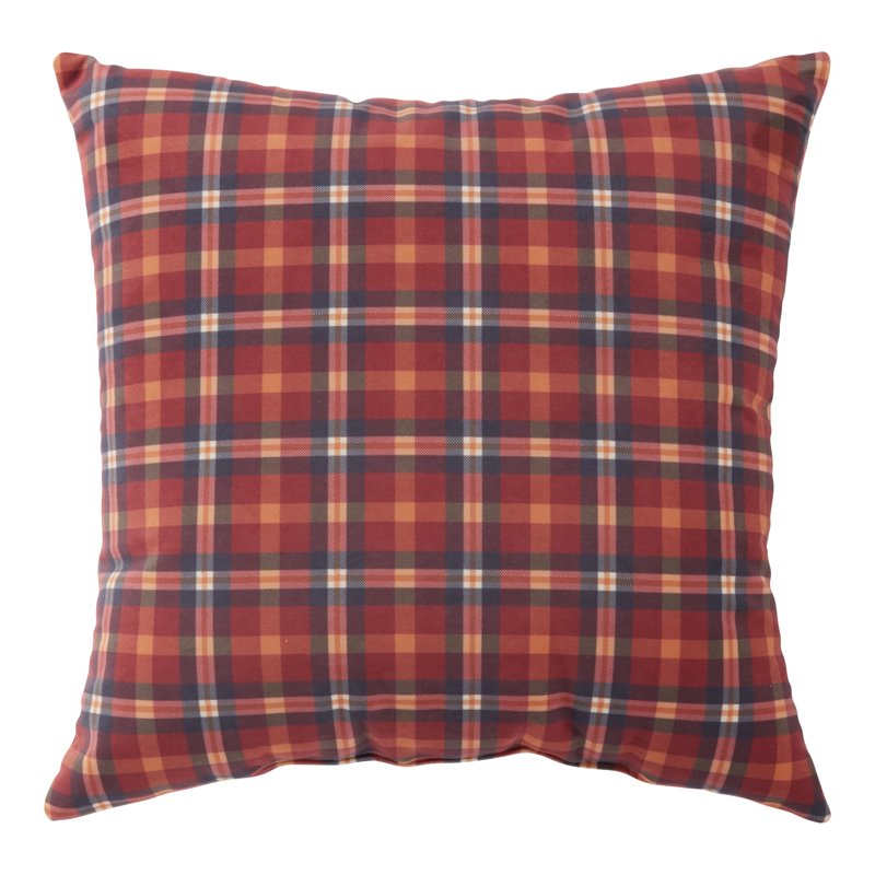 Plaid Throw Pillow 18 Inch - Red, Orange, Yellow Indoor Cushion