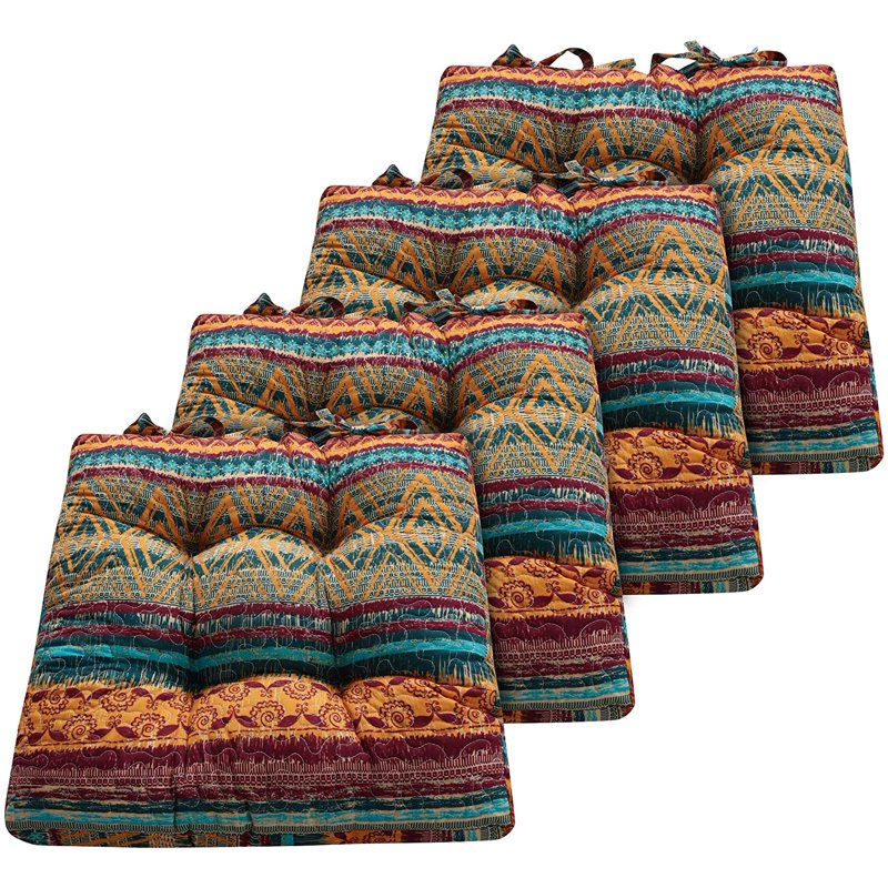 Southwest Triple-Layered Chair Pad Set of 4 - 18x18 Inches