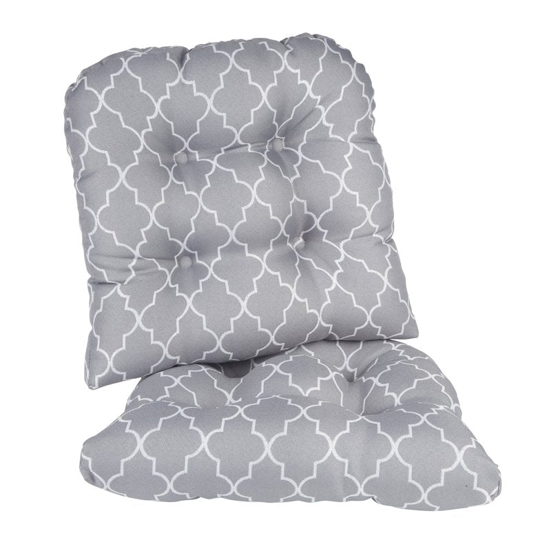 Non-Slip Trellis Tufted Chair Cushions - Gray, Set of 2
