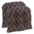 Non-Slip Trellis Tufted Chair Cushions - Set of 2, Brown