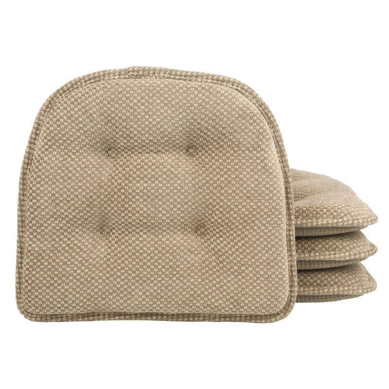 Non-Slip Rembrandt Tufted Chair Cushions - Set of 4, Tan