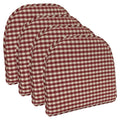 Non-Slip Gingham Red Chair Cushions - Set of 4, 15" x 16"