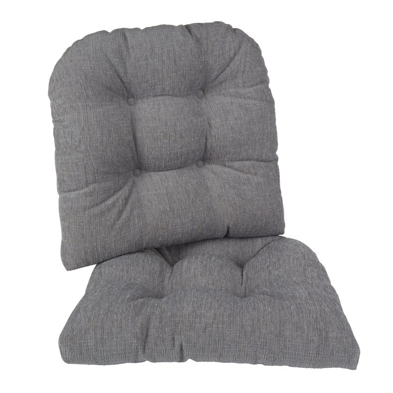 Non-Slip Polar Chenille Chair Cushions - Set of 2, Gray