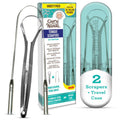 Stainless Steel Tongue Scraper Set - 2 Pack with Travel Case