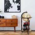 Italian-Style 17'' Wood Globe Wine Rack with Casters
