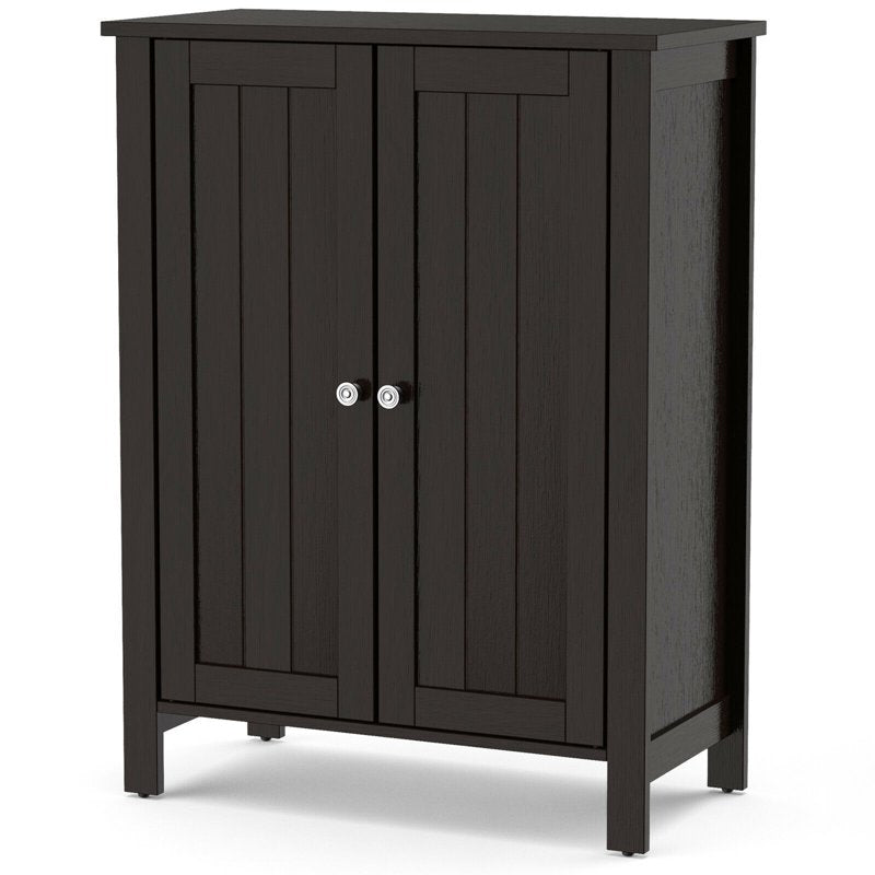 Bathroom Floor Storage Cabinet with 2 Adjustable Shelves - Brown